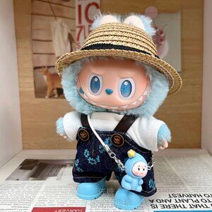 Labubu Outfit Set for Gen 1/2/3 – Blue Overalls & Hat (No Doll)